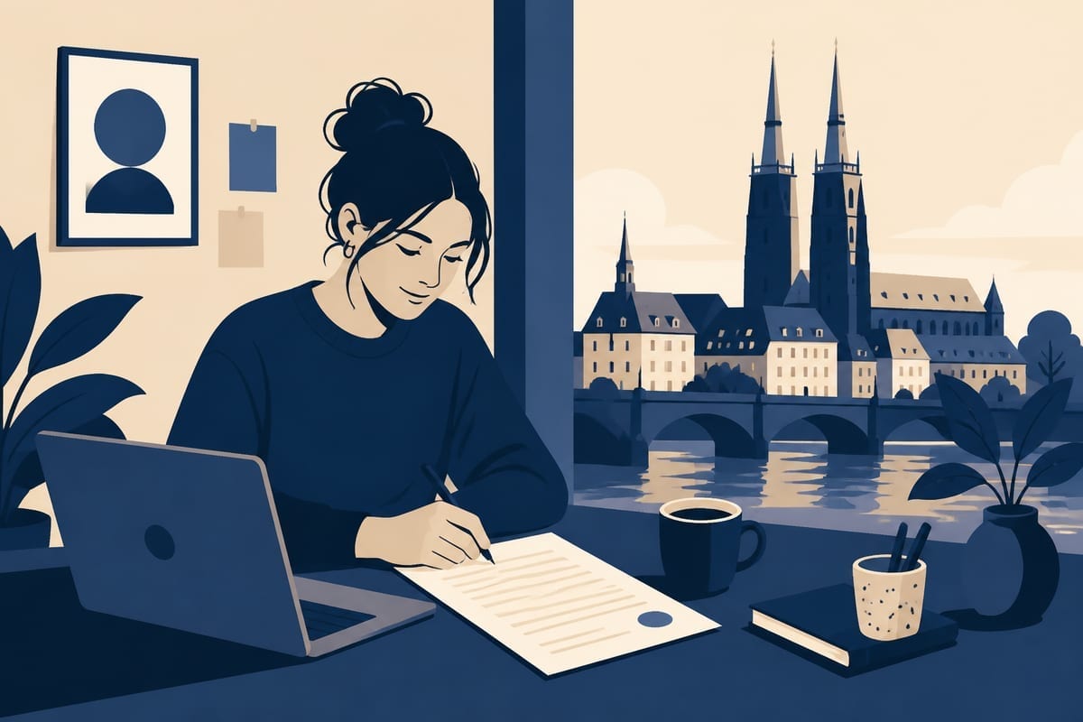 Student freelancer przy laptopie — umowa zlecenie, projekt, kawa we Wrocławiu