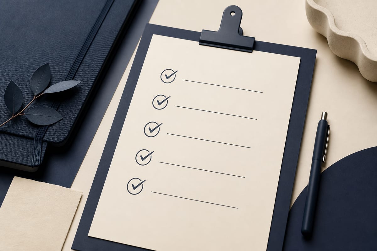 Pierwszy projekt freelancera — umowa, portfolio na ekranie, checklist startu