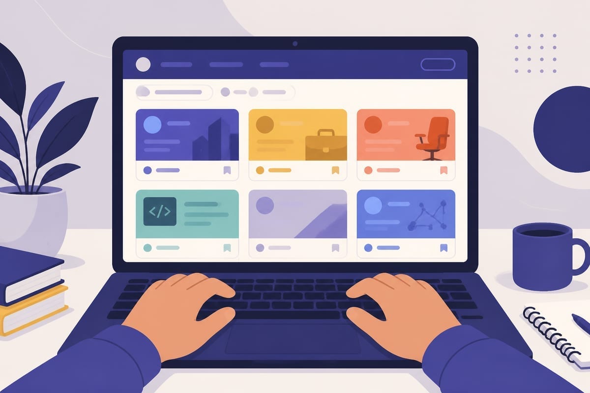 Portale IT — JustJoin i NoFluffJobs na laptopie