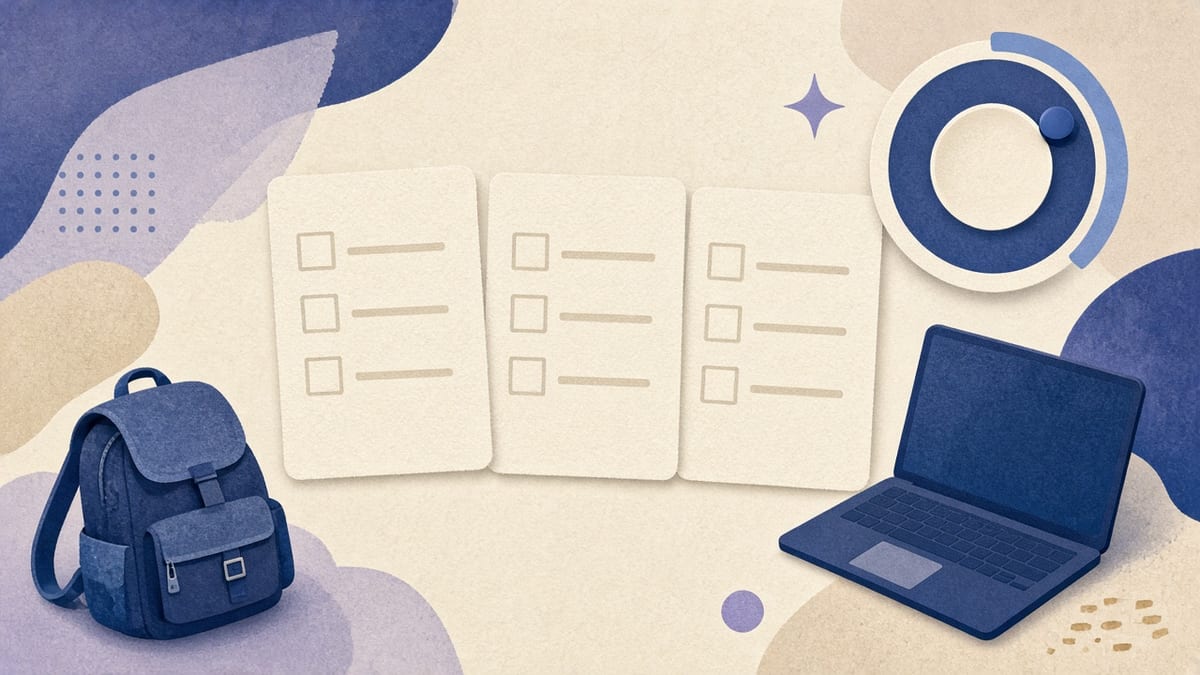 Checklist i timer — abstrakcja bez tekstu