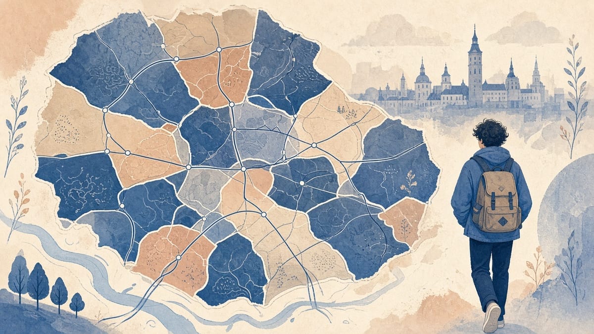 Mapa dzielnic Wrocławia — tramwaje, kampus, student z plecakiem