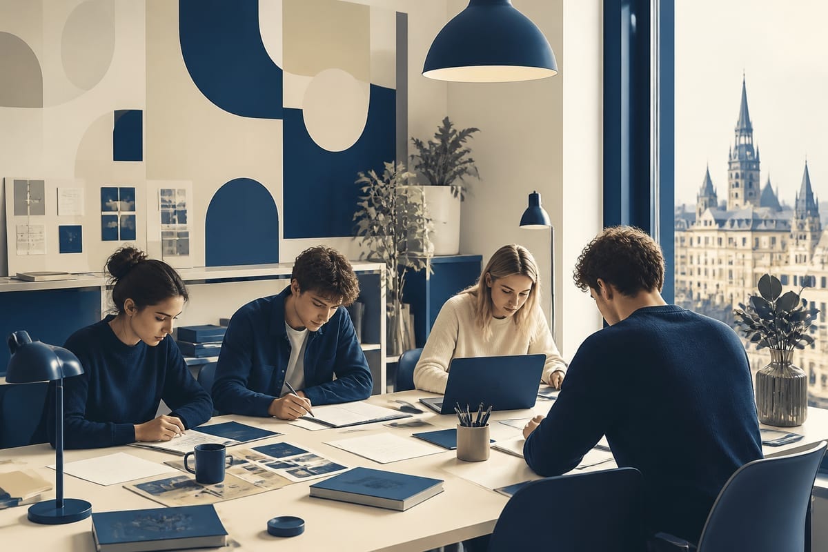 Zespół pracujący w biurze we Wrocławiu — open space z widokiem na miasto