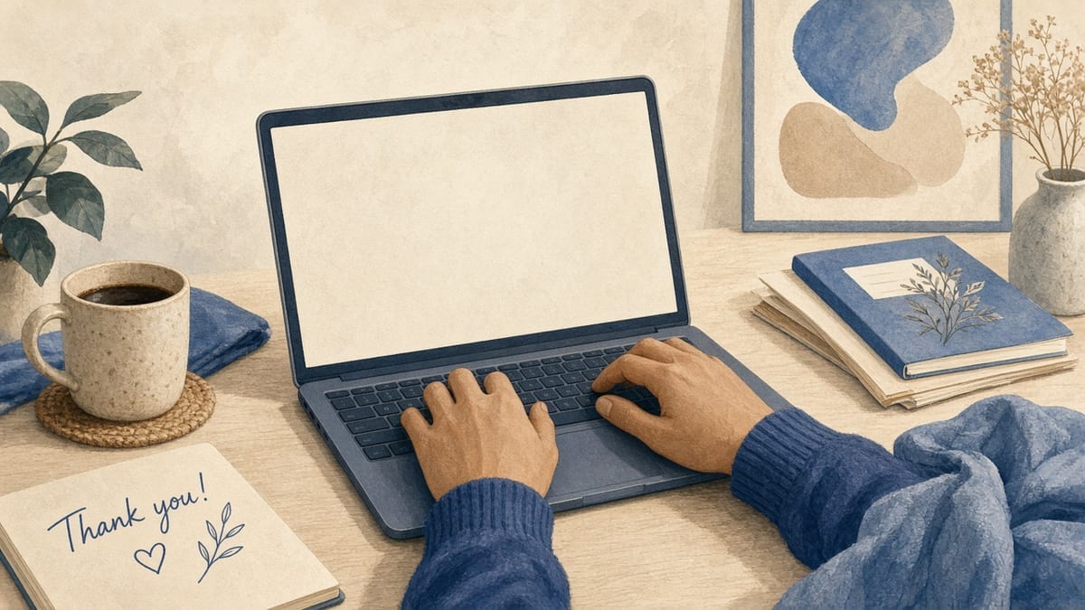 Follow-up po rozmowie — blank laptop