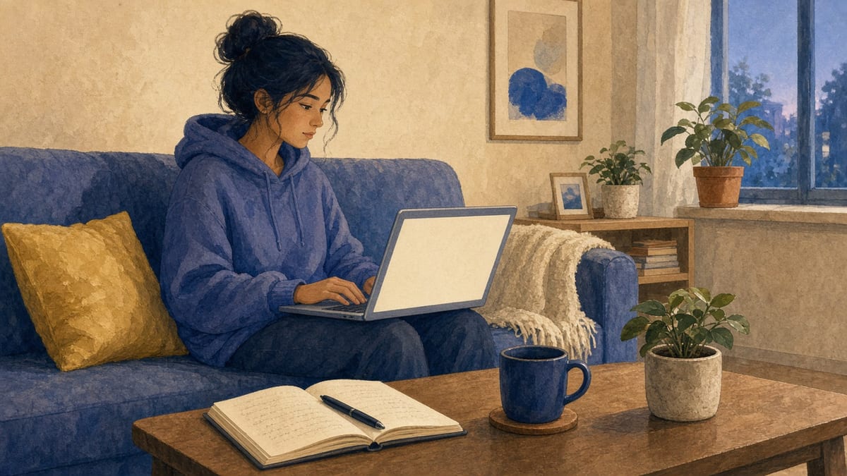 Student przegląda oferty startupów na laptopie