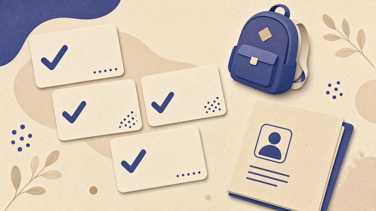 Checklist przygotowań do targów — abstrakcja bez tekstu