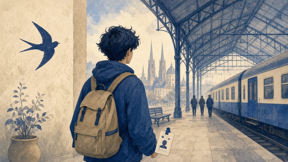 Dworzec Wrocław Główny — student z plecakiem i legitymacją